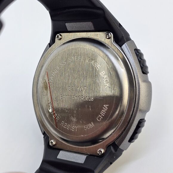 52MM Men's Digital Watch Black Plastic Band Straps New Battery - Picture 7 of 15